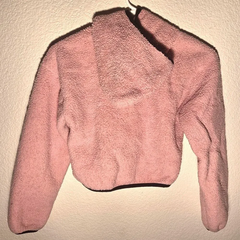 Cozy Pink Converse Girls Quarter Zip Hoodie - Medium 10-12